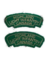 WW2 Canadian Highland Light Infantry British Made Shoulder Titles Pair 1