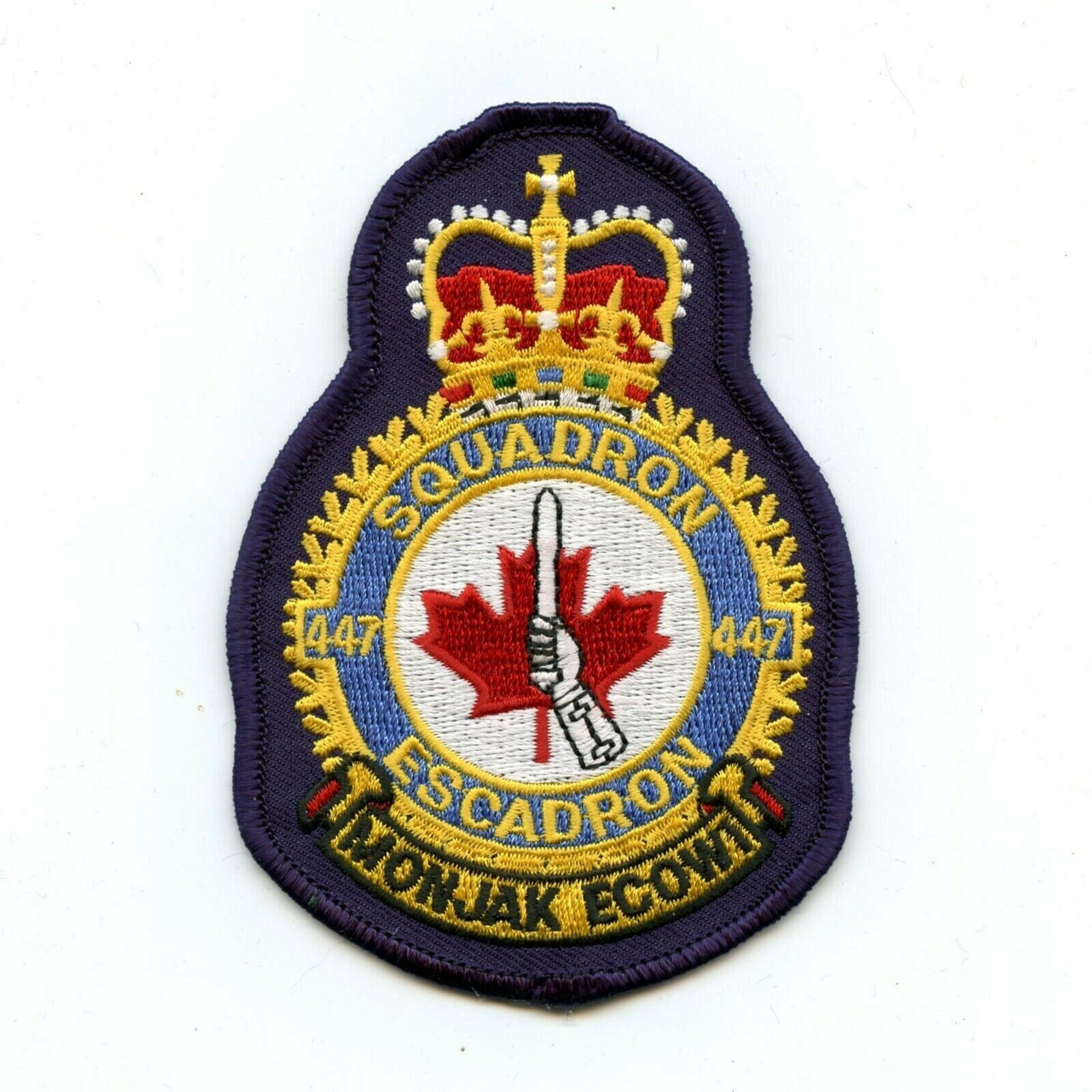 RCAF CAF Canadian 447 Squadron Heraldic Colour Crest Patch RCAF CAF Canadian 447 Squadron Heraldic Colour Crest Patch