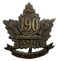 WW1 Canadian CEF 190th Battalion Collar Badge Insignia Single