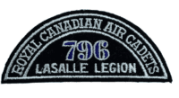 Canadian RCAF RCAC Air Cadets 796 Squadron Lasalle Black Shoulder Title Canadian RCAF RCAC Air Cadets 796 Squadron Lasalle Black Shoulder Title