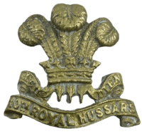 WW2 British 10th Royal Hussars Cast Cap Badge