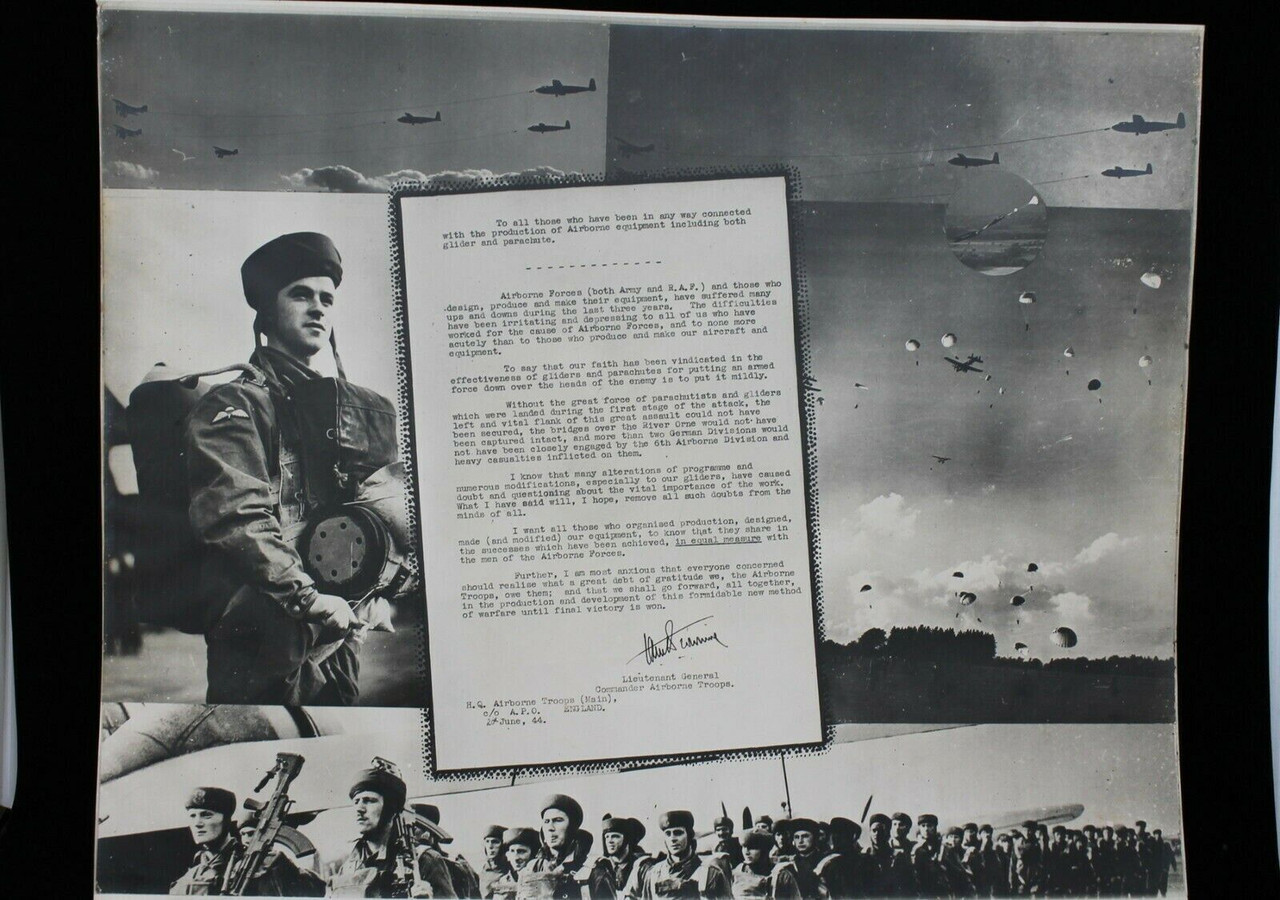 WW2 British Airborne Polish D-Day Glider Troops Commander Thank You Photograph WW2 British Airborne Polish D-Day Glider Troops Commander Thank You Photograph