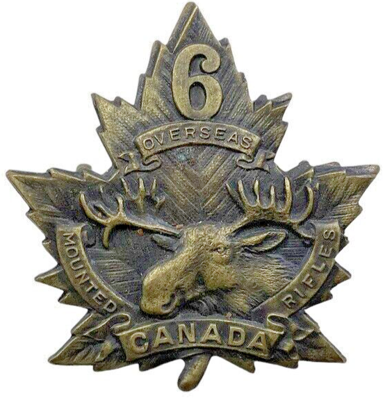 WW1 Canadian CEF 6th CMR Mounted Rifles Cap Badge WW1 Canadian CEF 6th CMR Mounted Rifles Cap Badge