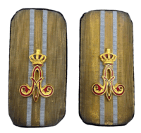 WW1 Belgian Cavalry Officers Blue Piped Shoulder Board Pair