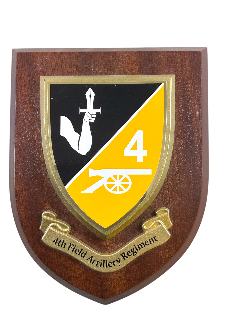 Canadian Forces RCA 4th Field Artillery Reg Cast Resin On Wood Plaque 6 x 7 Inch Canadian Forces RCA 4th Field Artillery Reg Cast Resin On Wood Plaque 6 x 7 Inch