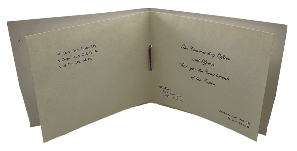 Royal Canadian Army Ordnance Corps University Armouries Christmas Card Royal Canadian Army Ordnance Corps University Armouries Christmas Card