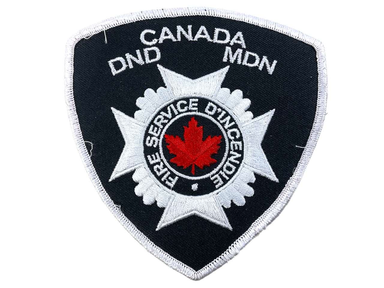 Canadian DND MDN Fire Service White Silver Edge Patch Canadian DND MDN Fire Service White Silver Edge Patch