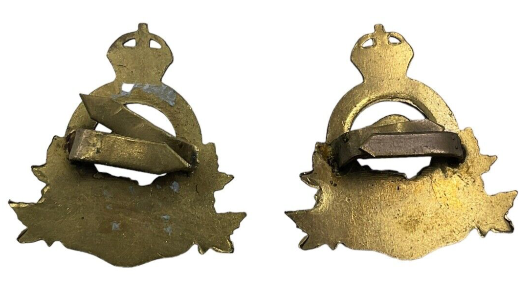 WW2 Royal Canadian Army Pay Corps RCAPC Officers Collar Badge Insignia Pair WW2 Royal Canadian Army Pay Corps RCAPC Officers Collar Badge Insignia Pair