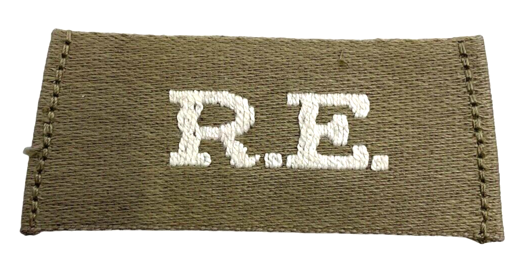 WW1 British BEF Royal Engineers RE Slip On Shoulder Title Insignia Single WW1 British BEF Royal Engineers RE Slip On Shoulder Title Insignia Single