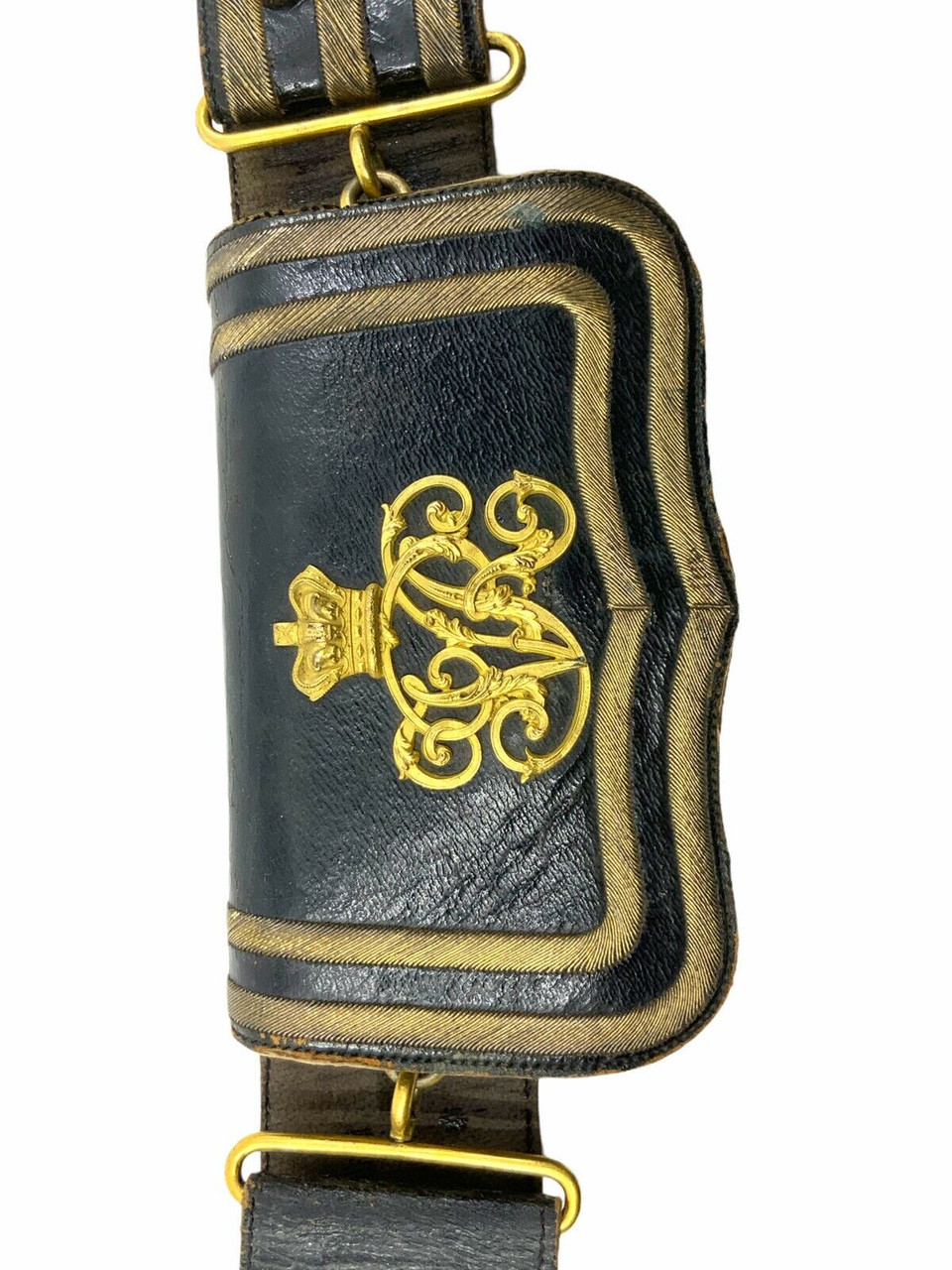 Victorian British Medical Corps Officers Leather Cross Belt & Pouch w/ Cypher Victorian British Medical Corps Officers Leather Cross Belt & Pouch w/ Cypher