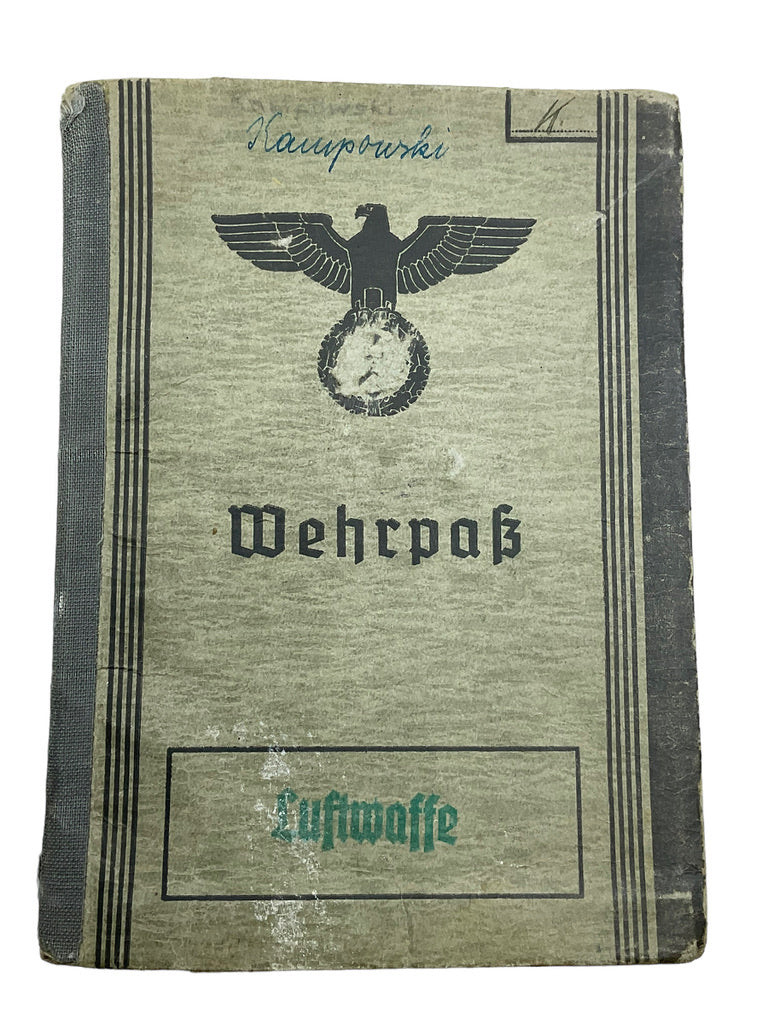 WW2 German Luftwaffe Log Book Wehrpass JG 6 Fighter Pilot Grouping Eastern Front WW2 German Luftwaffe Log Book Wehrpass JG 6 Fighter Pilot Grouping Eastern Front