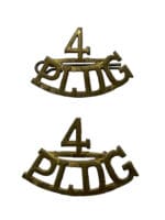 WW2 Canadian 4th Princess Louis Dragoon Guards PLDG Brass Shoulder Titles Pair