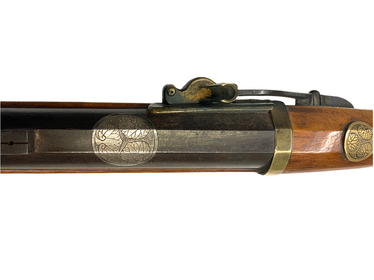 Japanese Mid Edo Period Presentation Carbine Matchlock with Silver Inlay Japanese Mid Edo Period Presentation Carbine Matchlock with Silver Inlay