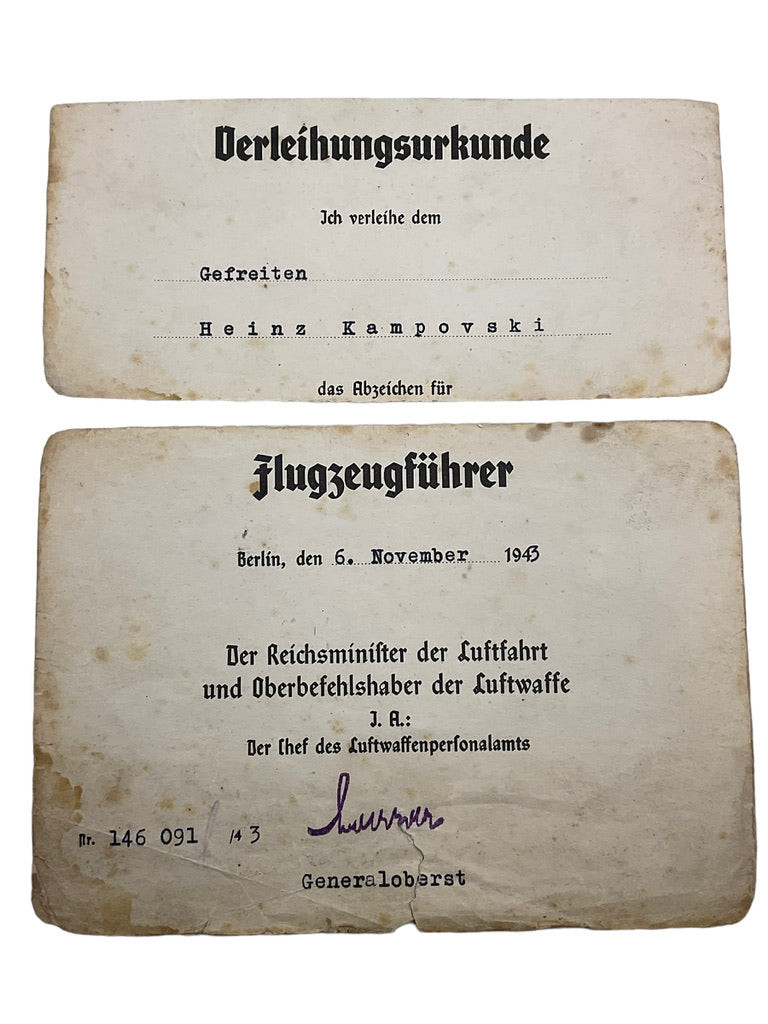 WW2 German Luftwaffe Log Book Wehrpass JG 6 Fighter Pilot Grouping Eastern Front WW2 German Luftwaffe Log Book Wehrpass JG 6 Fighter Pilot Grouping Eastern Front