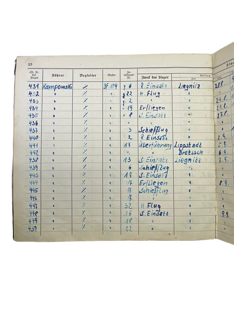 WW2 German Luftwaffe Log Book Wehrpass JG 6 Fighter Pilot Grouping Eastern Front WW2 German Luftwaffe Log Book Wehrpass JG 6 Fighter Pilot Grouping Eastern Front