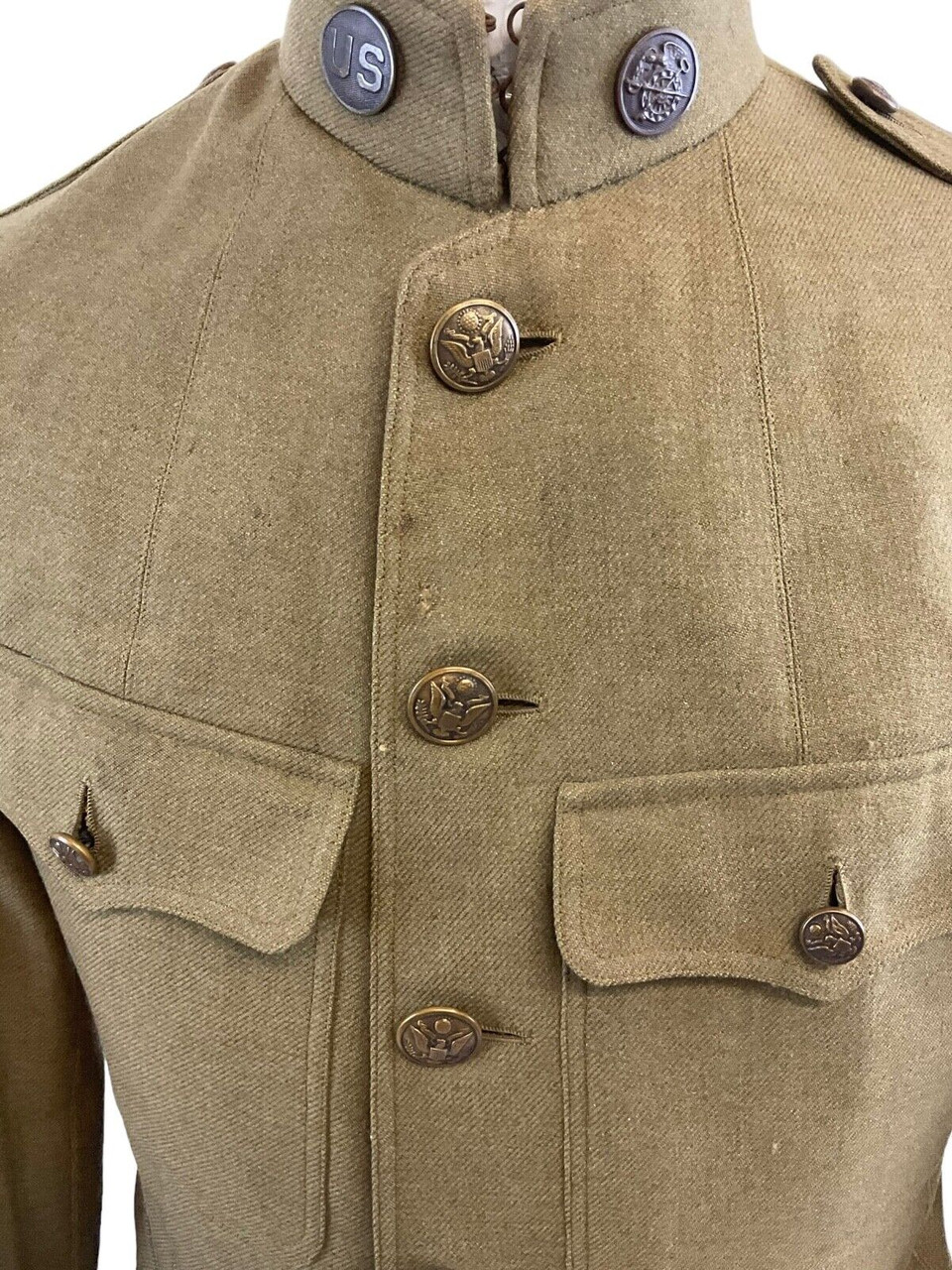 WW1 US AEF General Headquarters Sergeant Quartermaster Disc Collar Uniform Tunic WW1 US AEF General Headquarters Sergeant Quartermaster Disc Collar Uniform Tunic