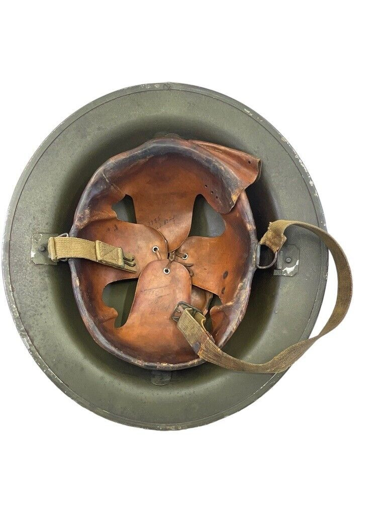 WW2 Canadian 1942 Dated Civil Defence Helmet with Kelly Liner and Chin Strap WW2 Canadian 1942 Dated Civil Defence Helmet with Kelly Liner and Chin Strap