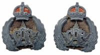 WW1 Canadian Air Force CAF Officers Collars Insignia Pair RARE