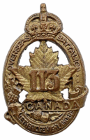 WW1 Canadian CEF 113th Battalion Collars Insignia Single