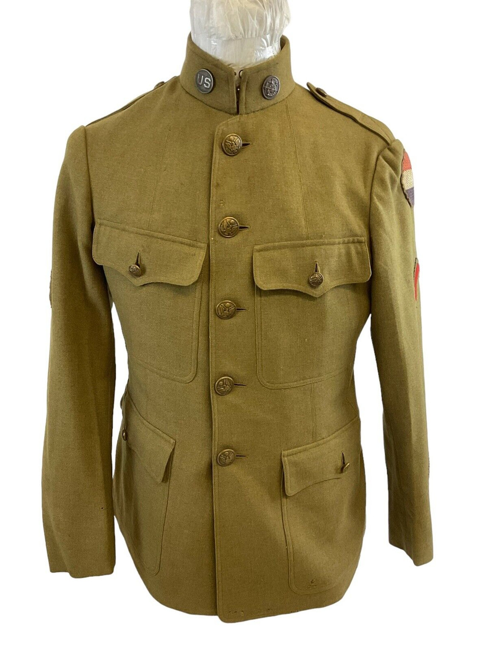 WW1 US AEF General Headquarters Sergeant Quartermaster Disc Collar Uniform Tunic WW1 US AEF General Headquarters Sergeant Quartermaster Disc Collar Uniform Tunic