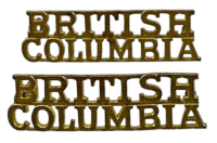 Canadian British Columbia Regiment Brass Shoulder Titles Insignia Pair