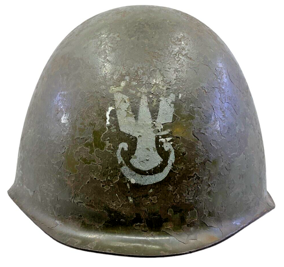 Poland Polish Army WZ67 Steel Lid with Liner and Chin Strap Poland Polish Army WZ67 Steel Lid with Liner and Chin Strap