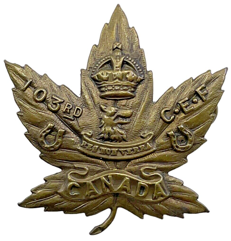 WW1 Canadian CEF 103rd Battalion Collars Insignia Single WW1 Canadian CEF 103rd Battalion Collars Insignia Single