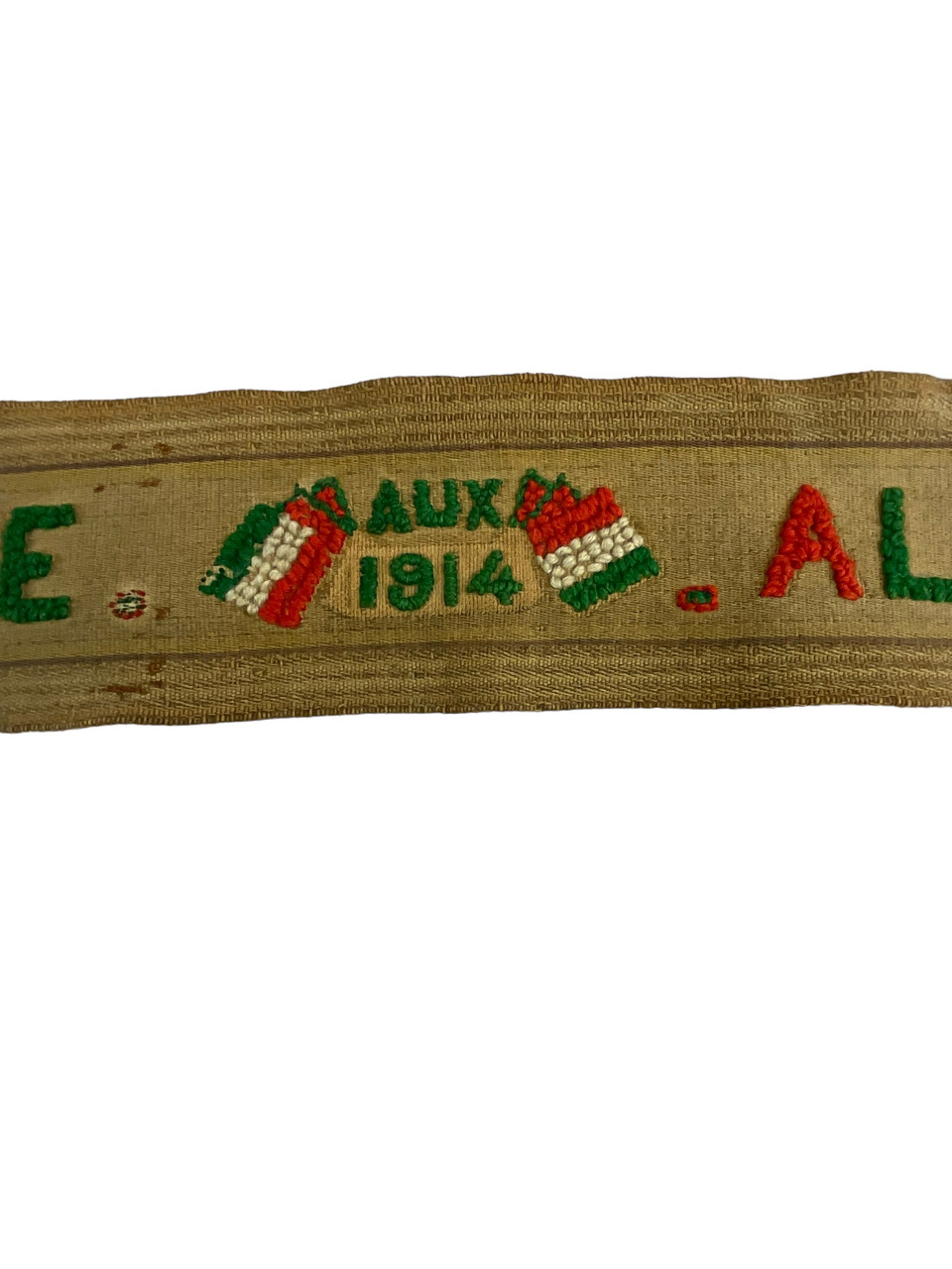 WW1 Italian Patriotic 1914 Dated Embroidered Stable Belt WW1 Italian Patriotic 1914 Dated Embroidered Stable Belt