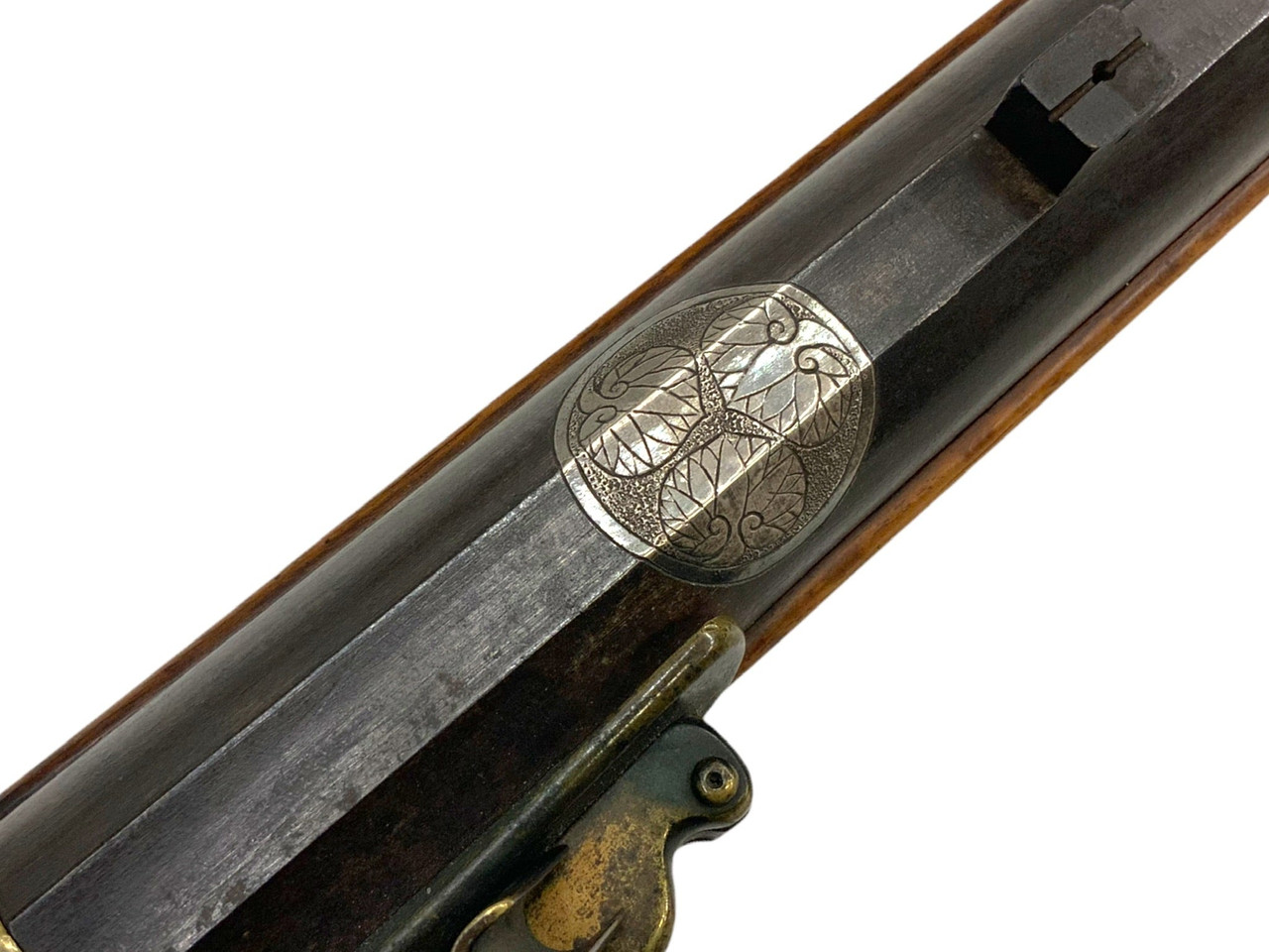 Japanese Mid Edo Period Presentation Carbine Matchlock with Silver Inlay Japanese Mid Edo Period Presentation Carbine Matchlock with Silver Inlay
