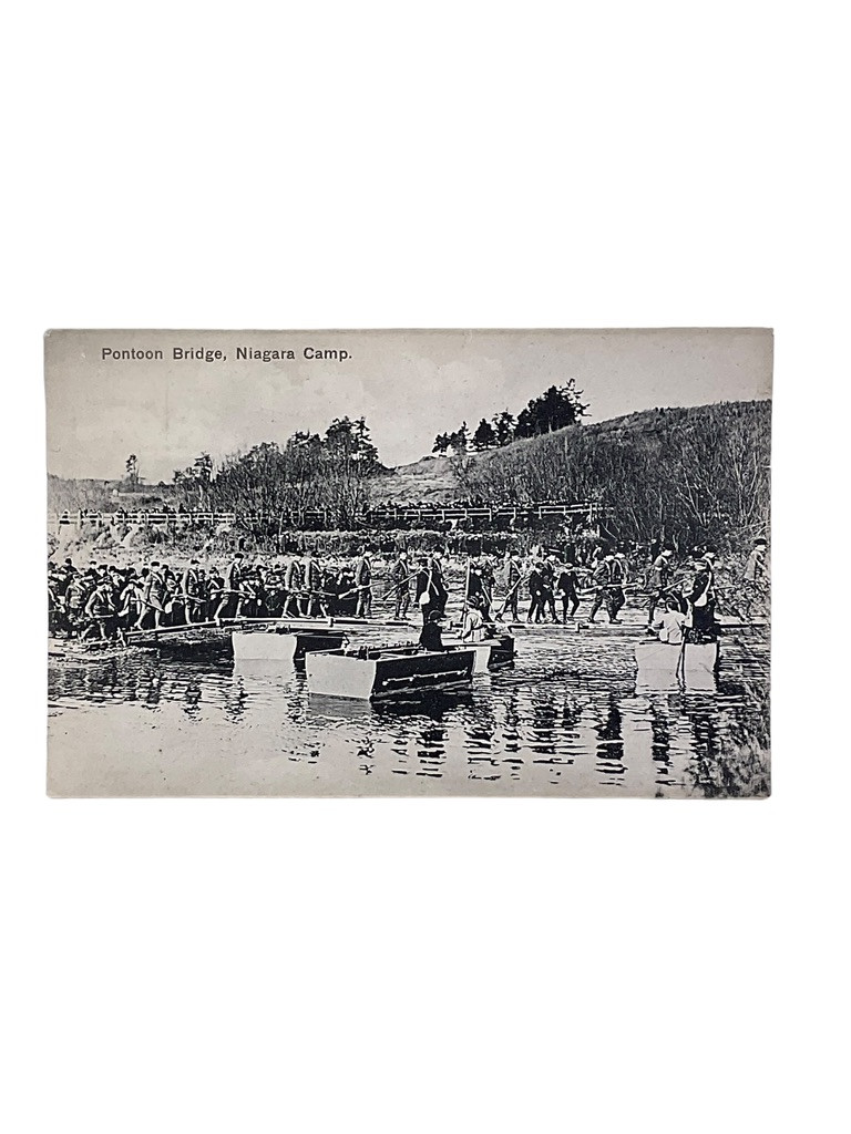 Canadian Militia Pontoon Bridge Niagara Camp Photo Postcard Canadian Militia Pontoon Bridge Niagara Camp Photo Postcard