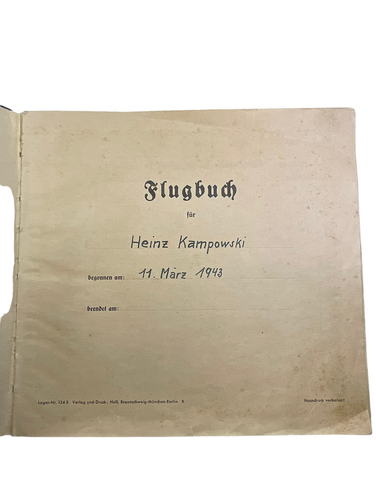 WW2 German Luftwaffe Log Book Wehrpass JG 6 Fighter Pilot Grouping Eastern Front WW2 German Luftwaffe Log Book Wehrpass JG 6 Fighter Pilot Grouping Eastern Front