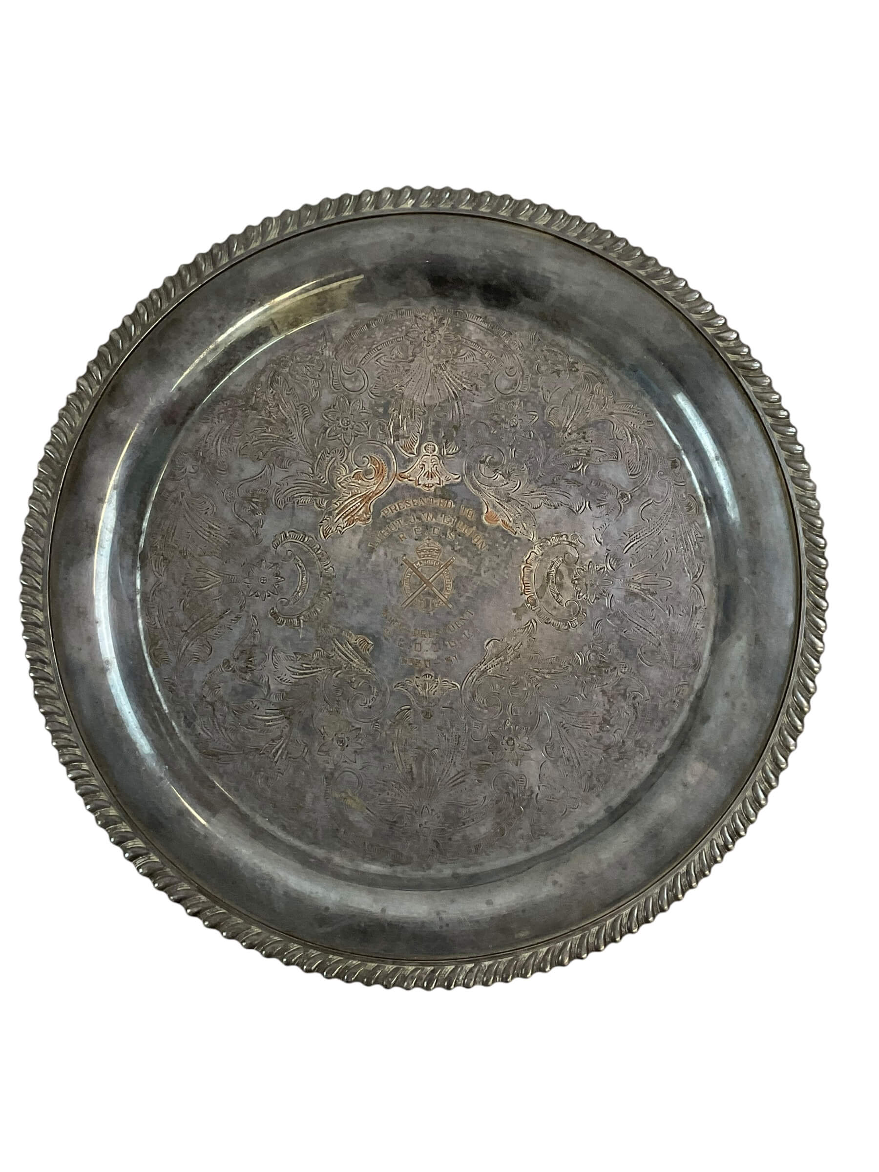 Post WW2 Canadian Ceremonial Silver Plate Presented To Lt Gillion RCCS 1950-51 Post WW2 Canadian Ceremonial Silver Plate Presented To Lt Gillion RCCS 1950-51