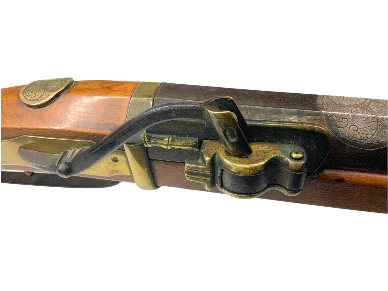 Japanese Mid Edo Period Presentation Carbine Matchlock with Silver Inlay Japanese Mid Edo Period Presentation Carbine Matchlock with Silver Inlay