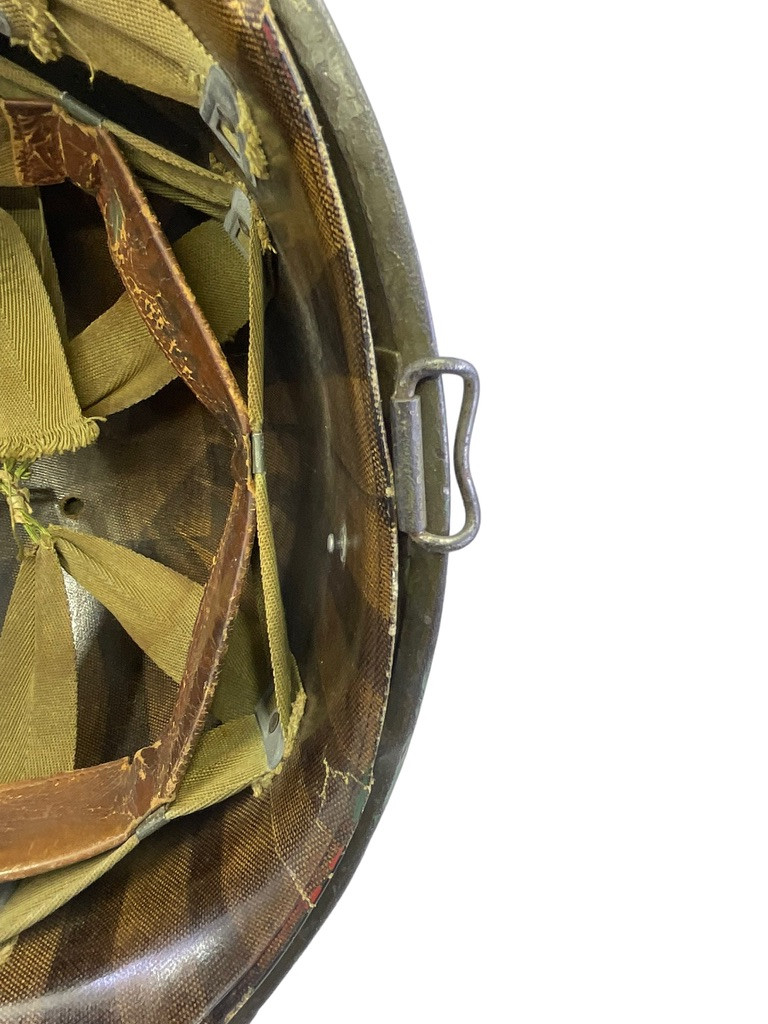 WW2 US Army M1 FS Swivel Bale Steel Helmet McCord with Firestone Liner Manganese Rim Named WW2 US Army M1 FS Swivel Bale Steel Helmet McCord with Firestone Liner Manganese Rim Named