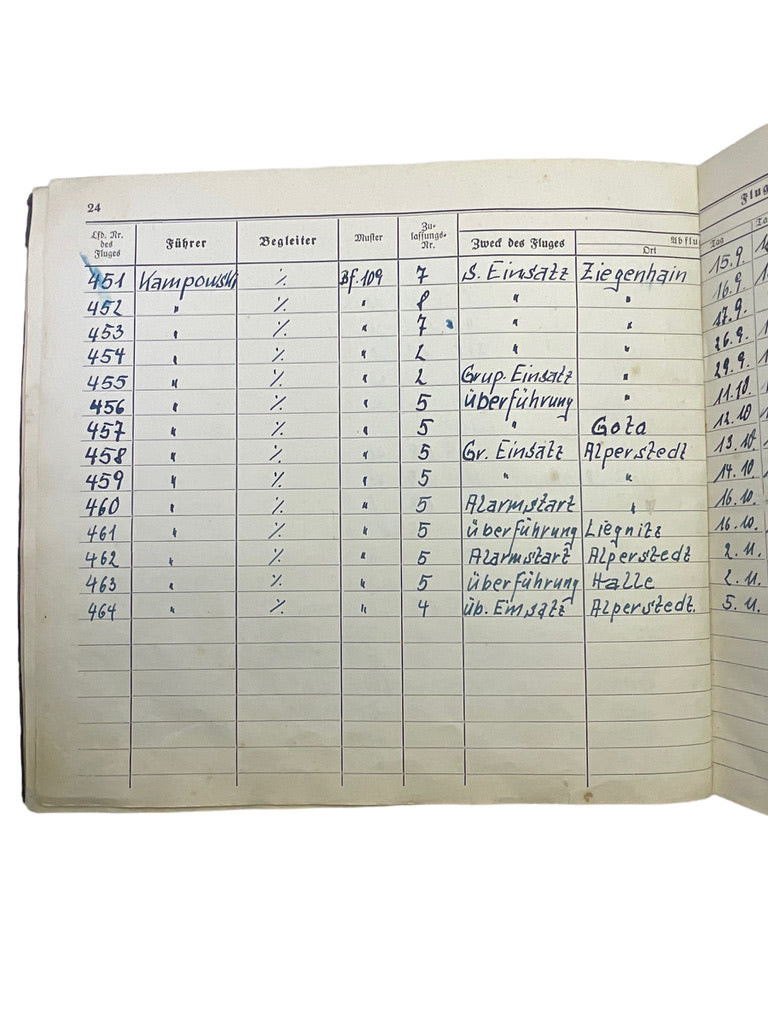 WW2 German Luftwaffe Log Book Wehrpass JG 6 Fighter Pilot Grouping Eastern Front WW2 German Luftwaffe Log Book Wehrpass JG 6 Fighter Pilot Grouping Eastern Front