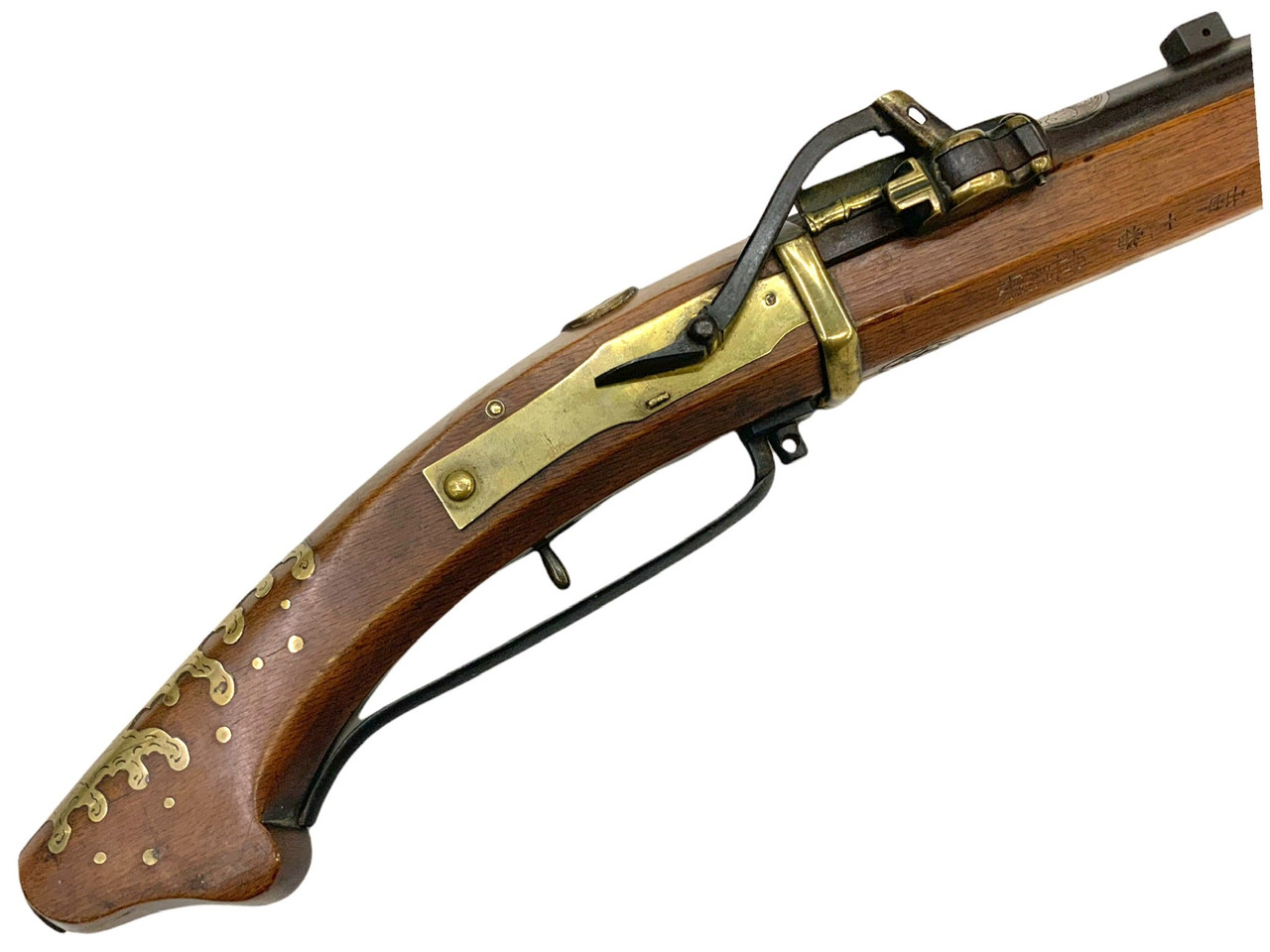 Japanese Mid Edo Period Presentation Carbine Matchlock with Silver Inlay Japanese Mid Edo Period Presentation Carbine Matchlock with Silver Inlay