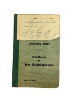 Canadian Army Handbook of War Establishments Softcover Reference Book