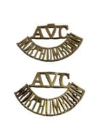 WW1 British BEF Army Veterinary Corps Northumbrian Shoulder Titles Insignia Pair