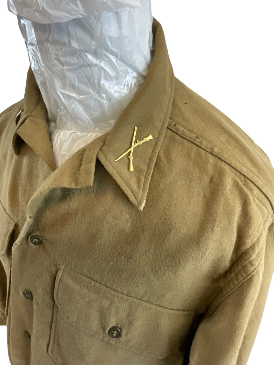 WW2 US Army Infantry Officers Wool Shirt with Gas Flap WW2 US Army Infantry Officers Wool Shirt with Gas Flap
