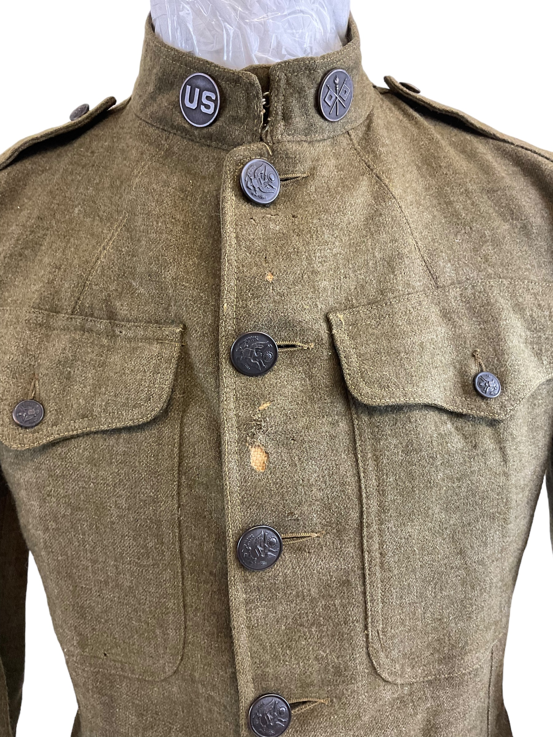 WW1 US AEF Air Service Corporal Signals Collar Disc Other Ranks Tunic Initialed WW1 US AEF Air Service Corporal Signals Collar Disc Other Ranks Tunic Initialed