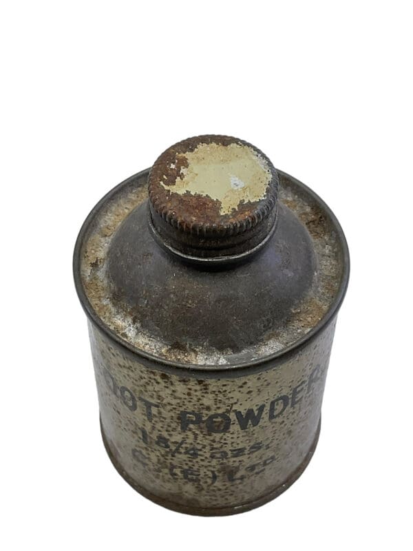 WW2 British Army Foot Powder Tin 1 3/4 Ounces with Contents