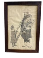 British Boer War Pencil Sketch Signed and Dated 23 X 16 British Boer War Pencil Sketch Signed and Dated 23 X 16