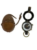 WW1 British BEF Officers Compass and Leather Pouch 1917 Dated