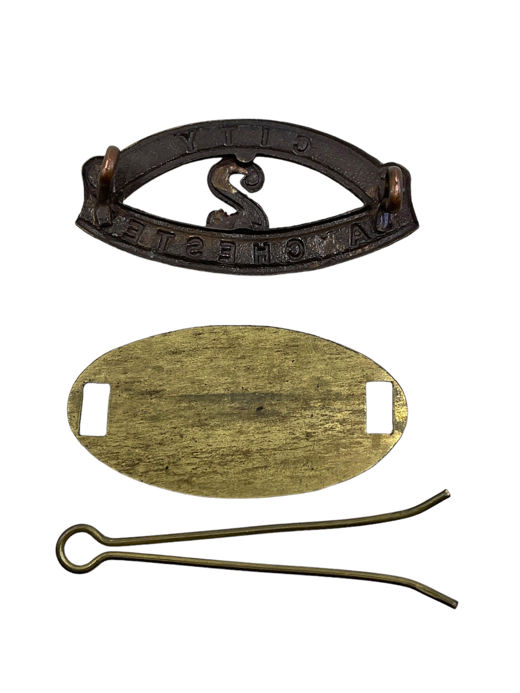 WW1 British BEF 2nd City of Manchester Pals Shoulder Title Single WW1 British BEF 2nd City of Manchester Pals Shoulder Title Single