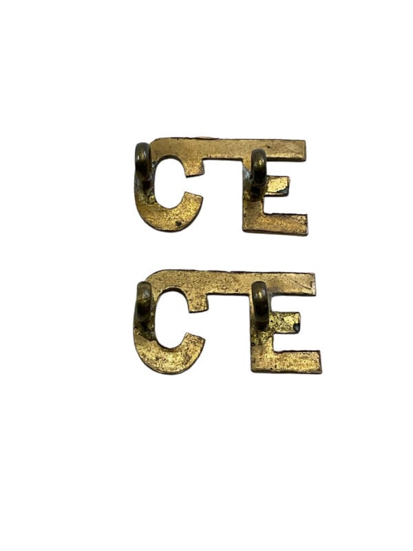 WW1 Canadian Engineers CE Shoulder Titles Insignia Pair