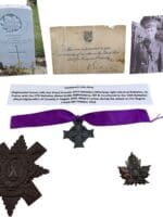 WW1 Canadian CEF 13th Battalion Officers Memorial Cross and Cap Badge Lt John Gray