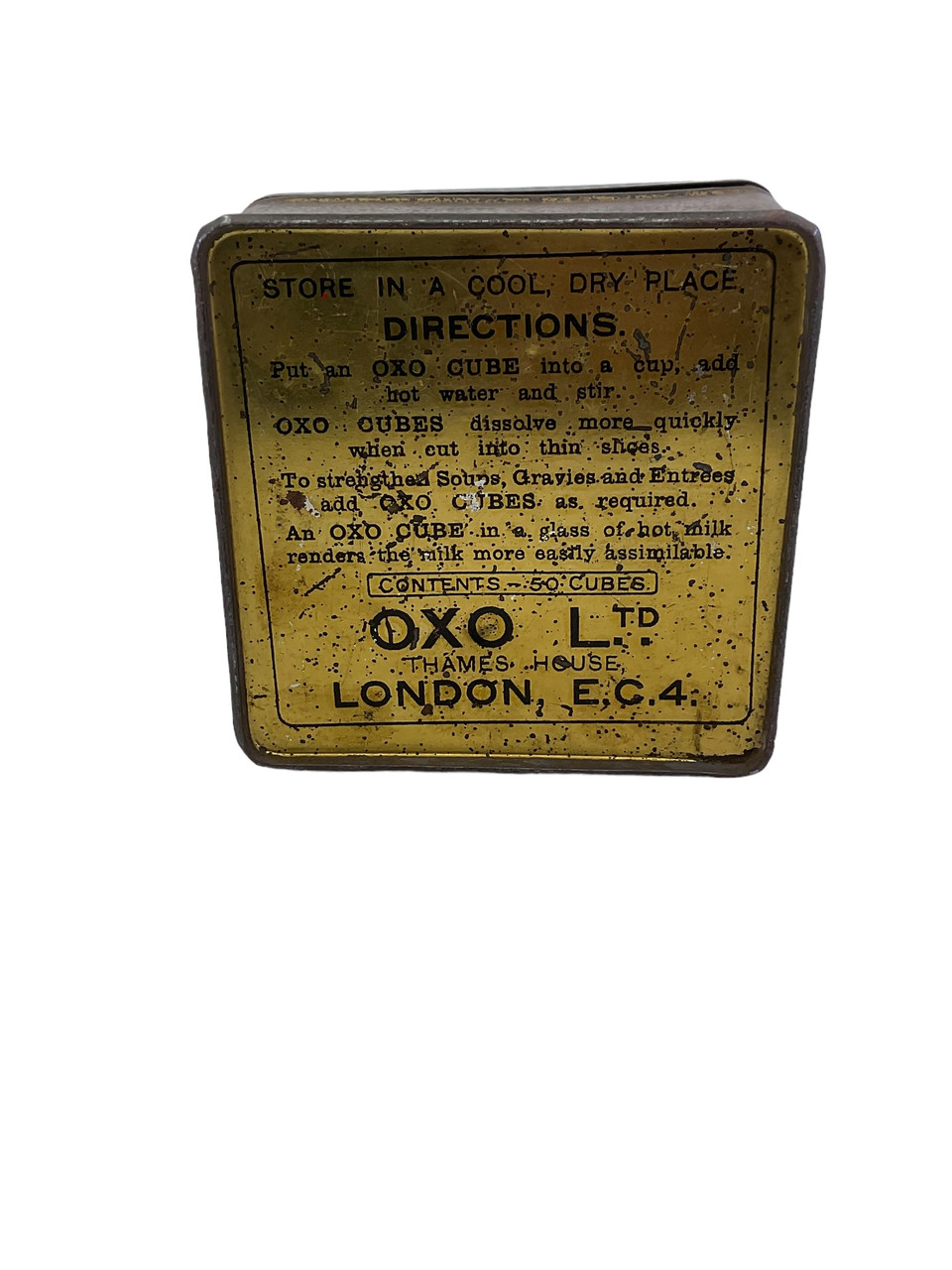 WW1 British BEF OXO in Cubes Tin Square Large NO CONTENTS WW1 British BEF OXO in Cubes Tin Square Large NO CONTENTS