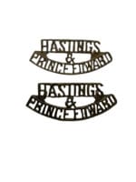 WW2 Canadian Hastings and Prince Edward Regiment Brass Shoulder Titles Insignia Pair