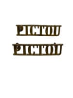 WW2 Canadian Pictou Highlanders Brass Shoulder Titles Insignia Pair