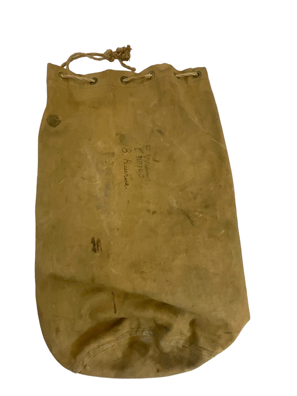 WW1 Canadian CEF 8th Reserve Battalion Named Duffle Bag C Broad Arrowed 1915 Dated WW1 Canadian CEF 8th Reserve Battalion Named Duffle Bag C Broad Arrowed 1915 Dated